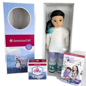 NEW American Girl Of The Year CORINNE DOLL + ACCESSORIES Meet Outfit Purse Hat +